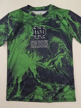 Gen2 Notre Dame Fighting Irish Boys 10-12 Green & Navy Marbled Athletic T-Shirt